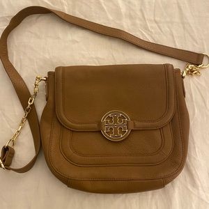 Tory Burch brown leather crossbody purse